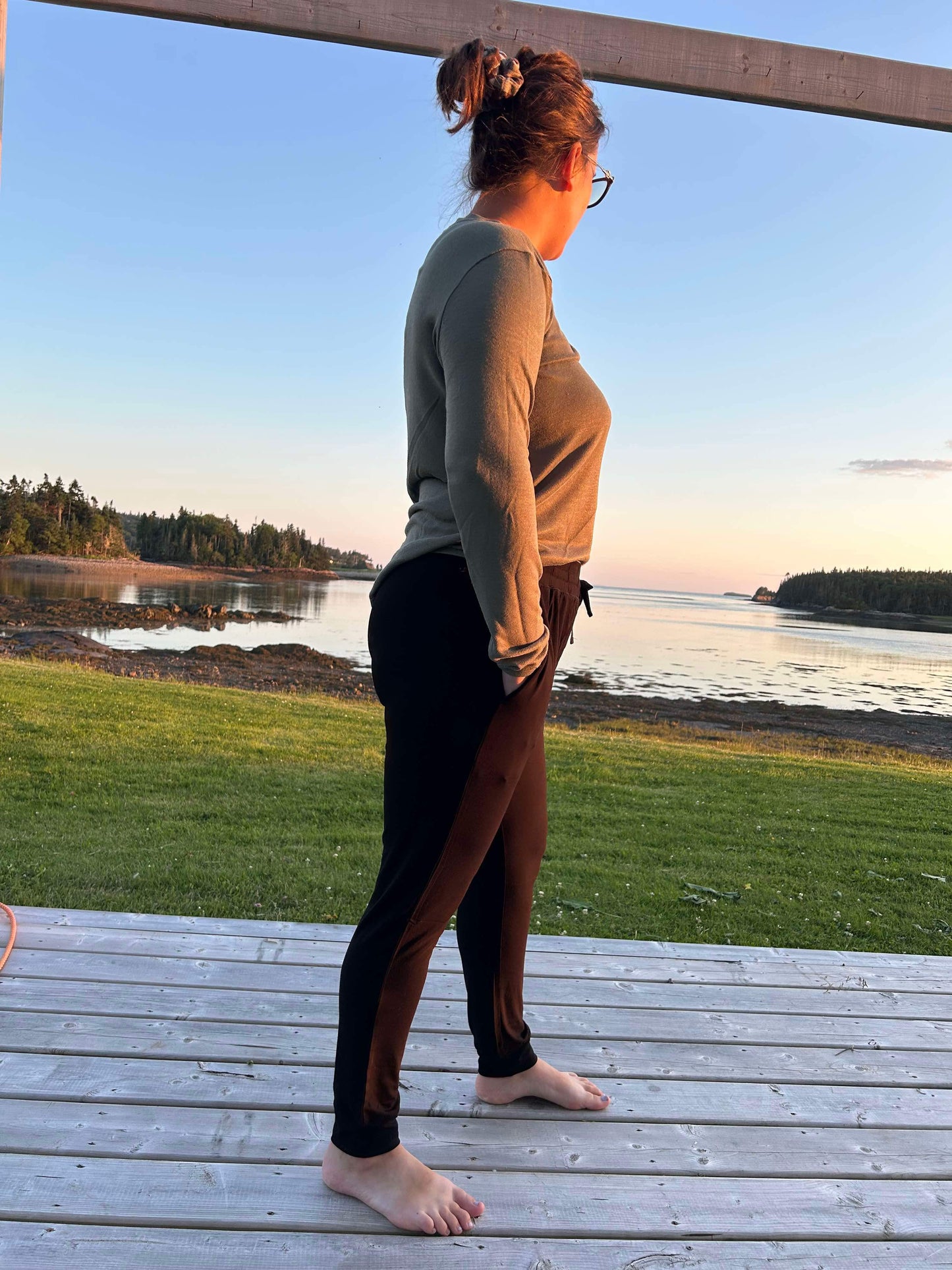 Women's Joggers - Dark Teal Wildflowers