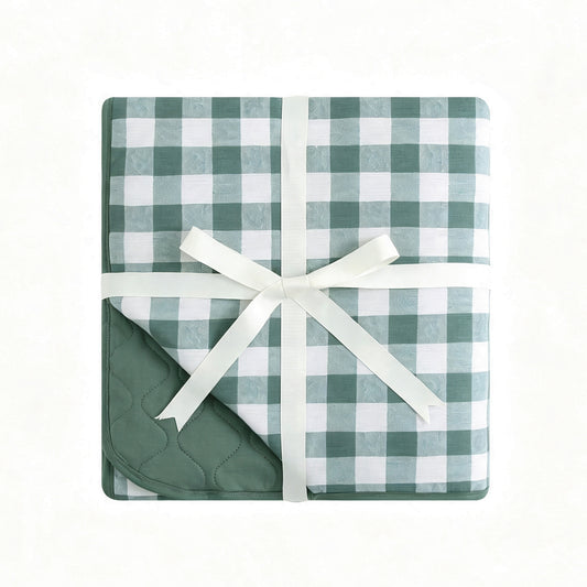 Quilted Bamboo Blanket - 50x70 - Green Gingham