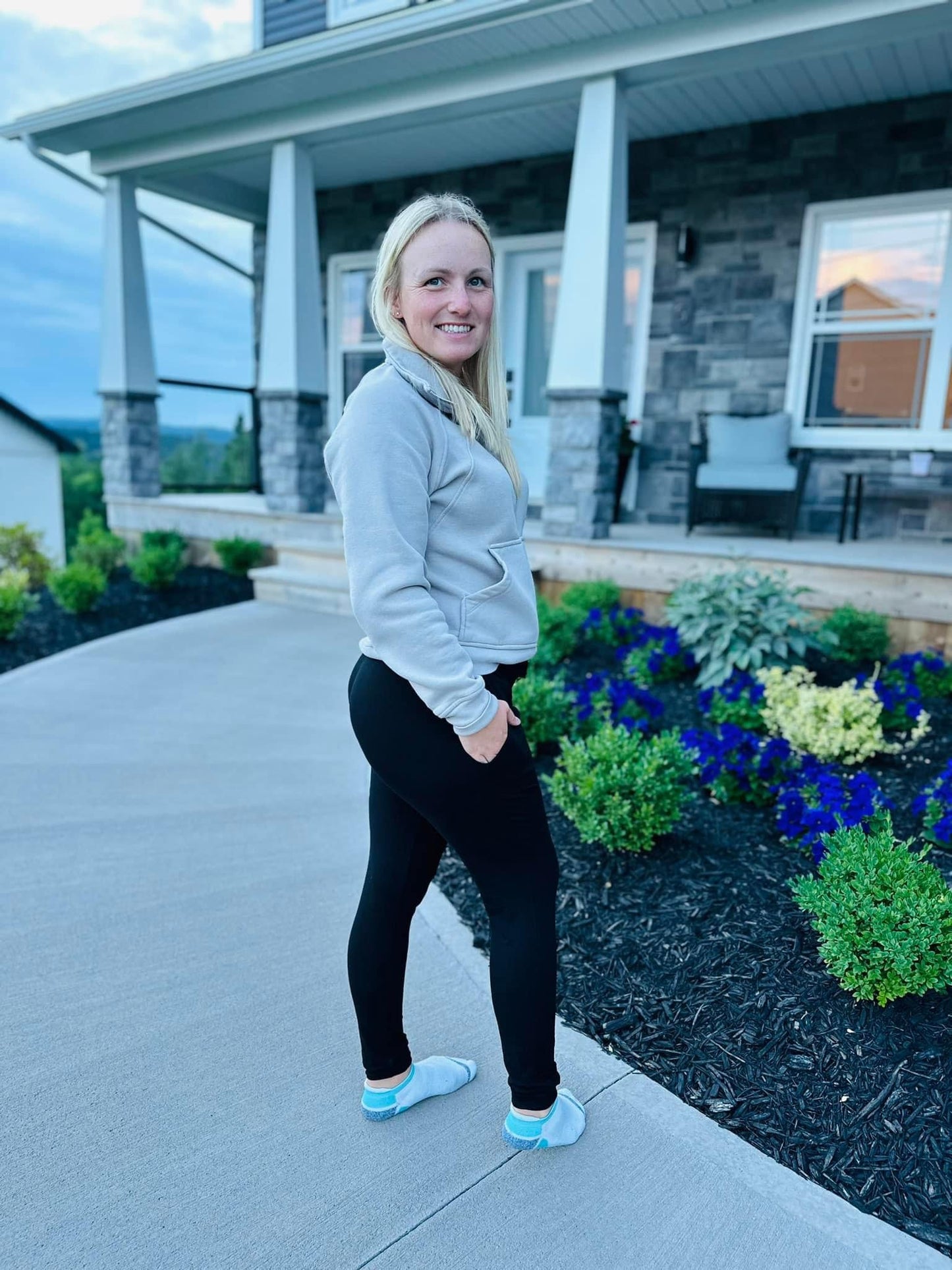 Women's Joggers - Dark Teal Wildflowers