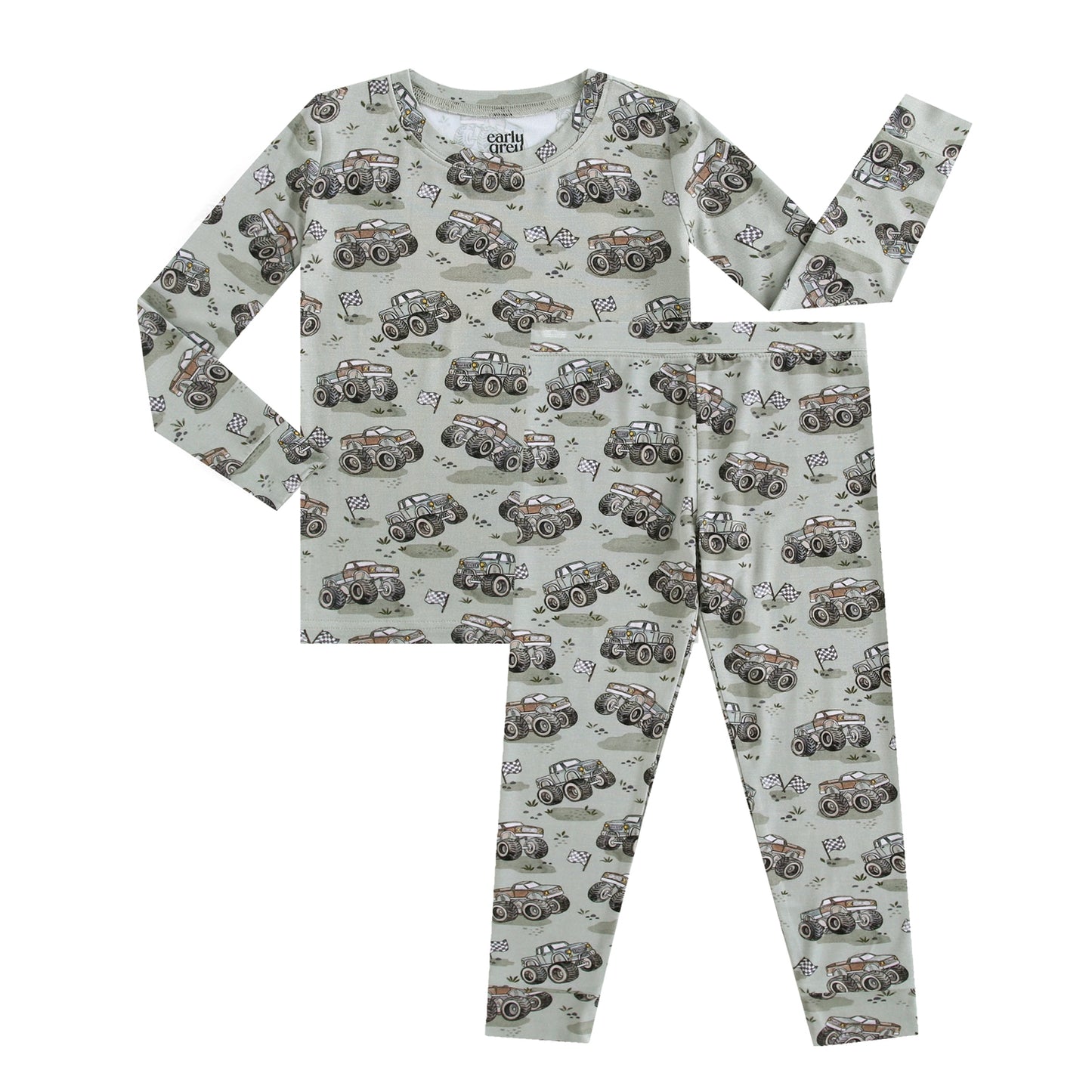 Bamboo 2-Piece Pjs - Monster Trucks