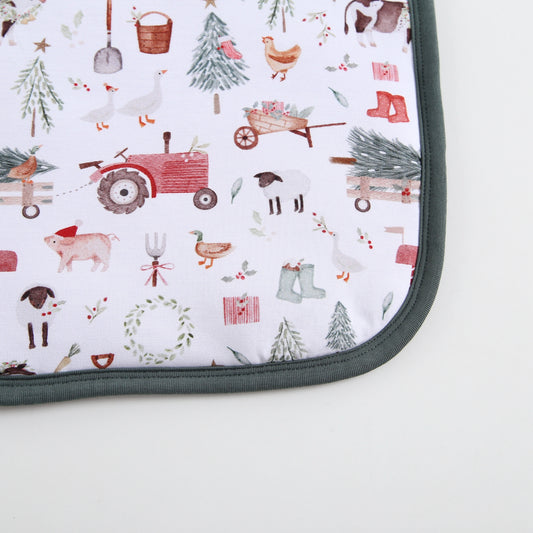 Doll Quilted Bamboo Blanket - 15x19 - Christmas Farm