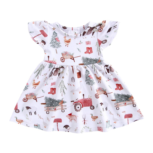 Doll Twirl Dress - Christmas Farm