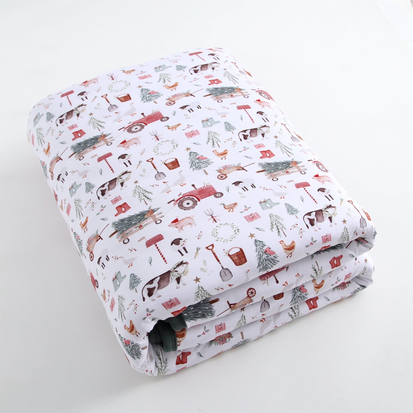 Quilted Bamboo Blanket - 50x70 - Christmas Farm