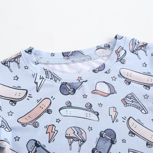 Bamboo 2-Piece Pjs - Skateboards