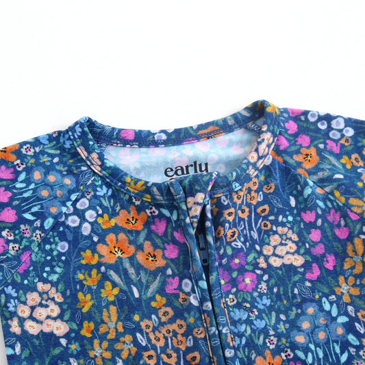 Bamboo Zip Sleeper - Dark Teal Wildflowers