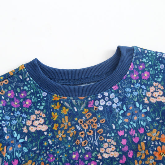 Pullover - Dark Teal Wildflowers