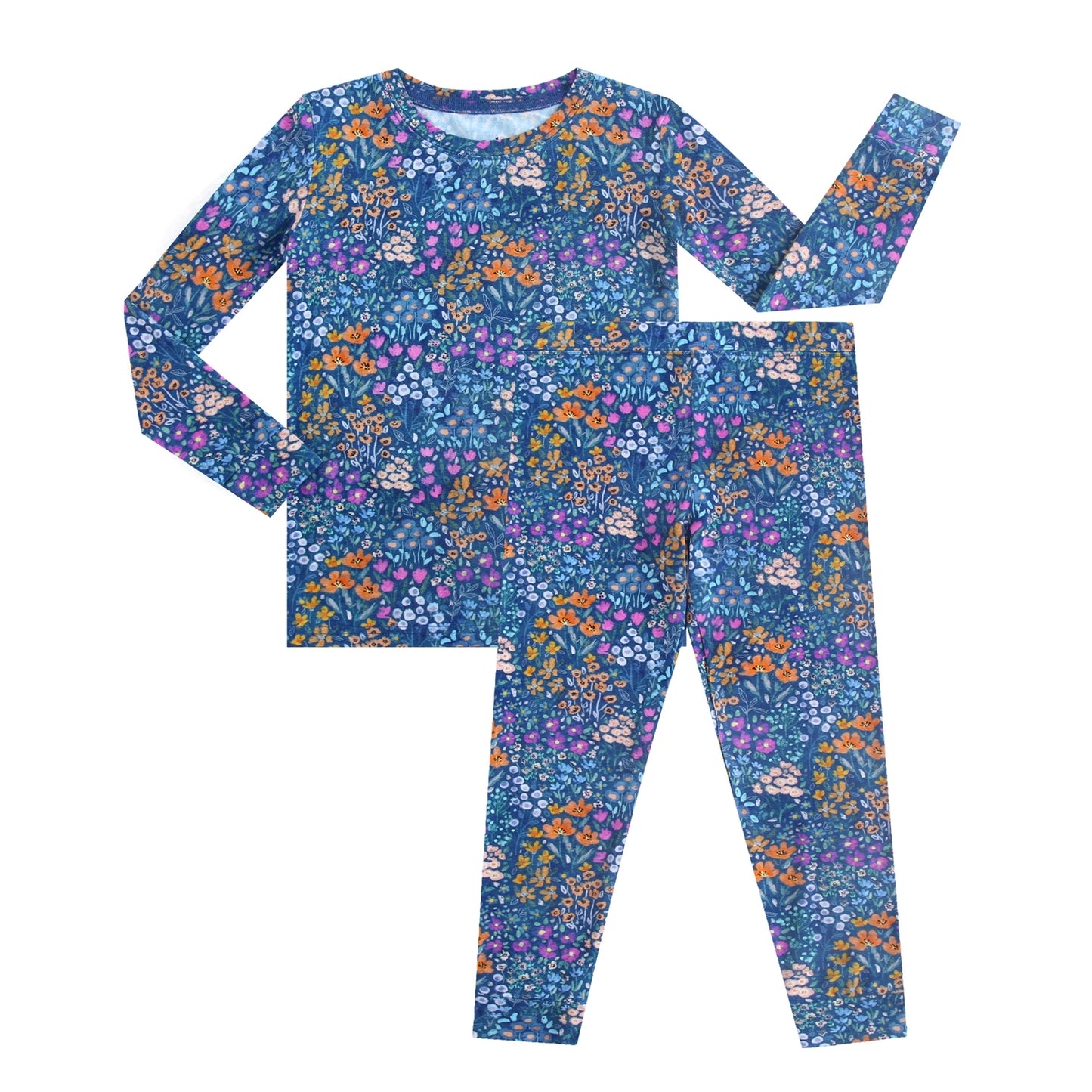 Bamboo 2-Piece Pjs - Dark Teal Wildflowers