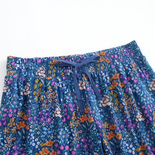 Women's Joggers - Dark Teal Wildflowers