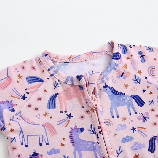 Bamboo Zip Sleeper - Unicorns