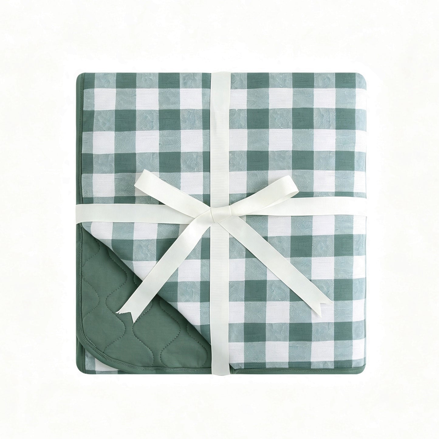 Quilted Bamboo Blanket - 50x70 - Green Gingham