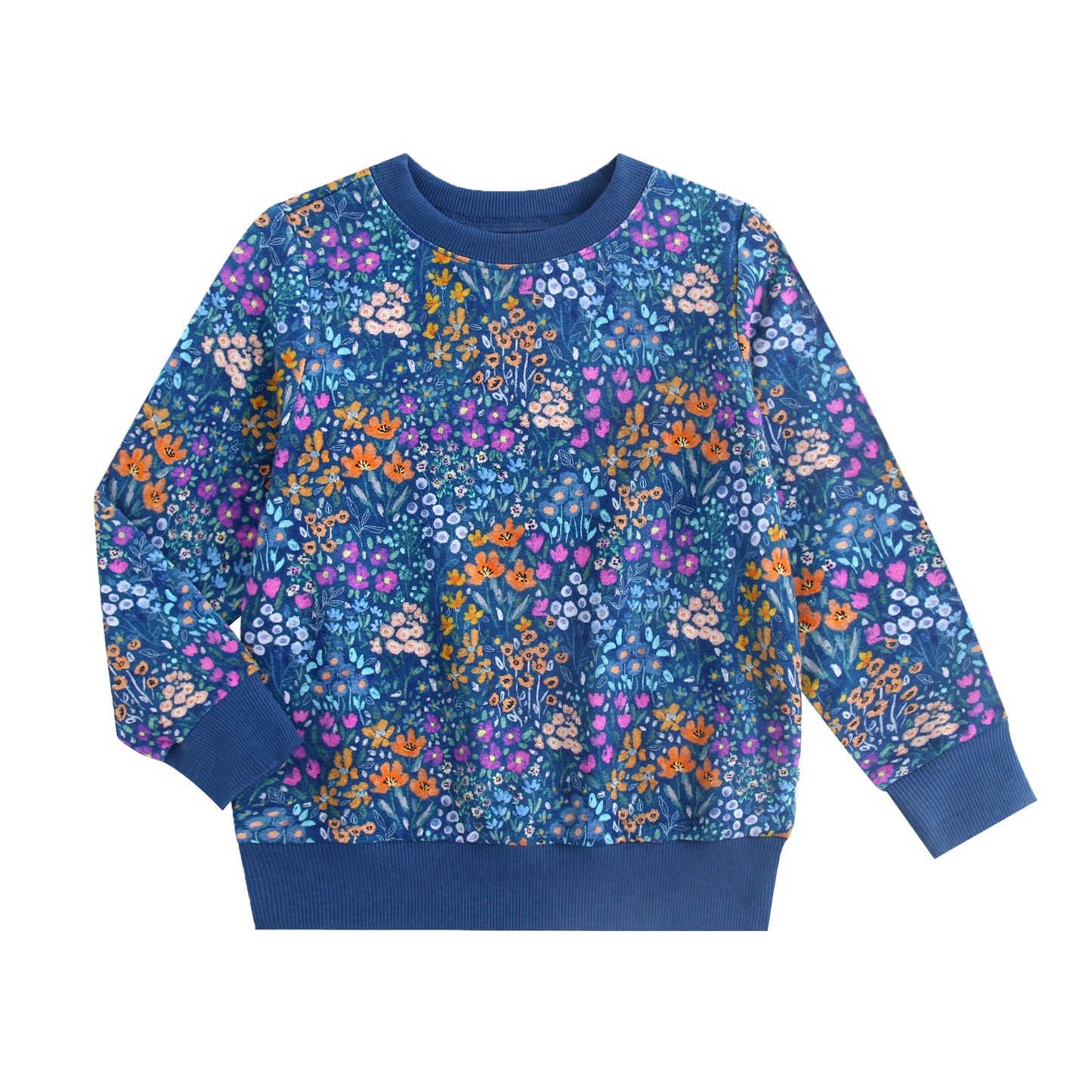 Pullover - Dark Teal Wildflowers