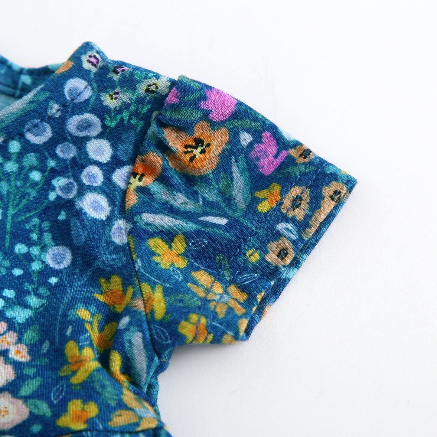 Doll Twirl Dress - Dark Teal Wildflowers