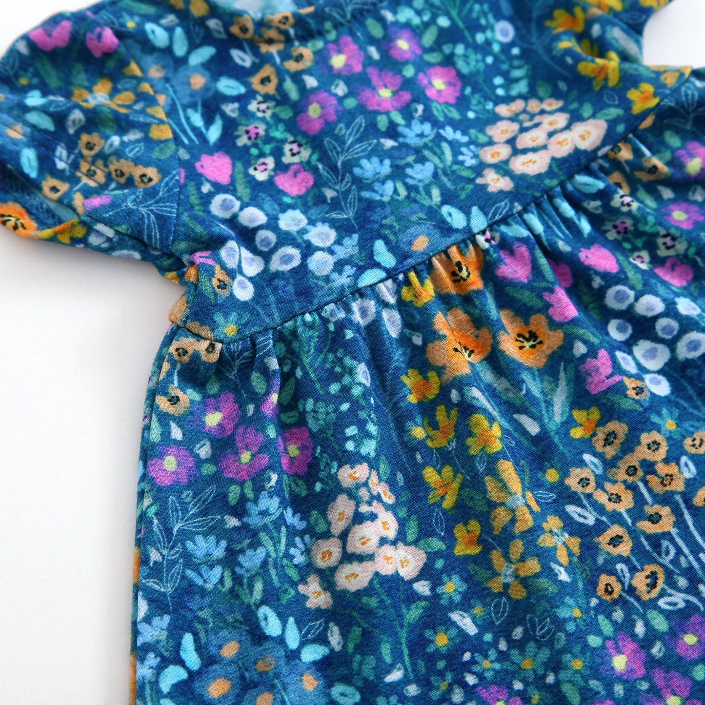 Doll Twirl Dress - Dark Teal Wildflowers