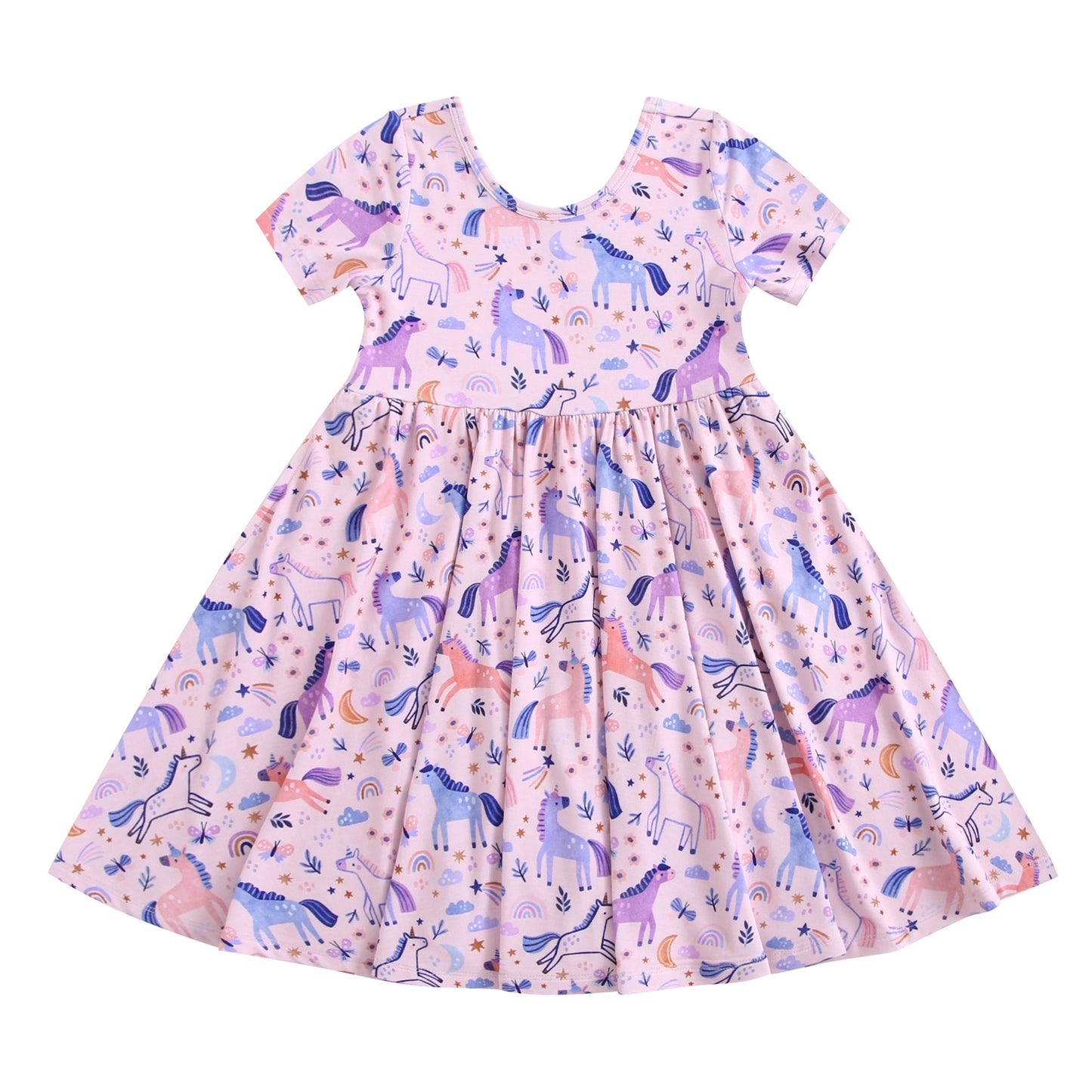 Bamboo Twirl Dress - Unicorns