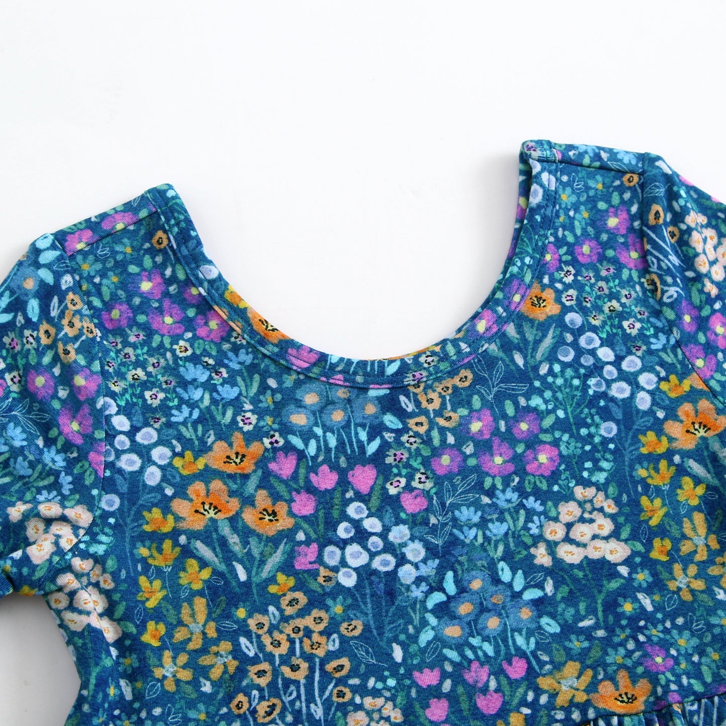 Bamboo Twirl Dress - Dark Teal Wildflowers