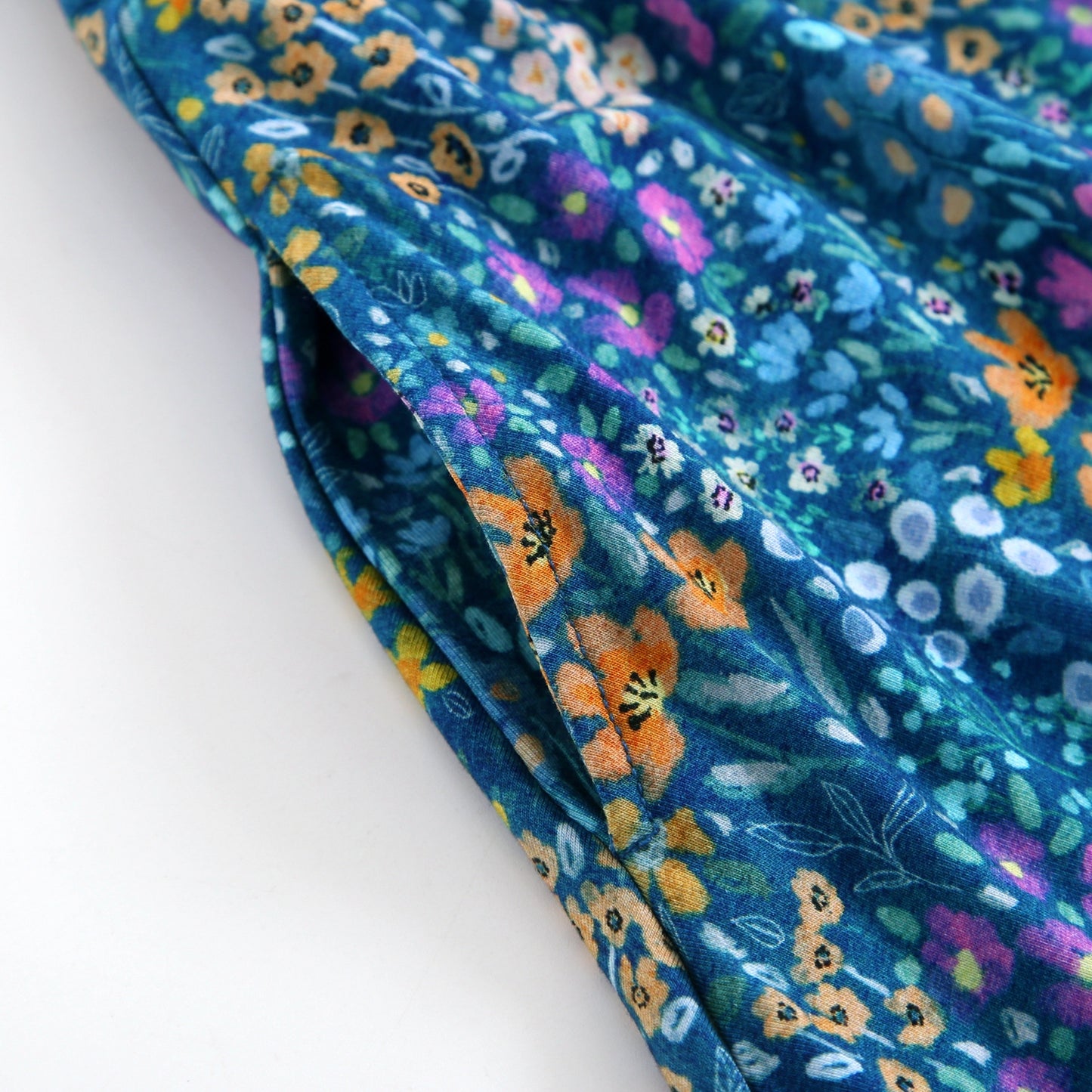 Bamboo Twirl Dress - Dark Teal Wildflowers