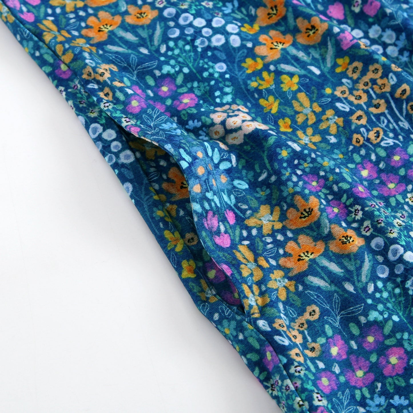 Women's Lounge Dress - Dark Teal Wildflowers