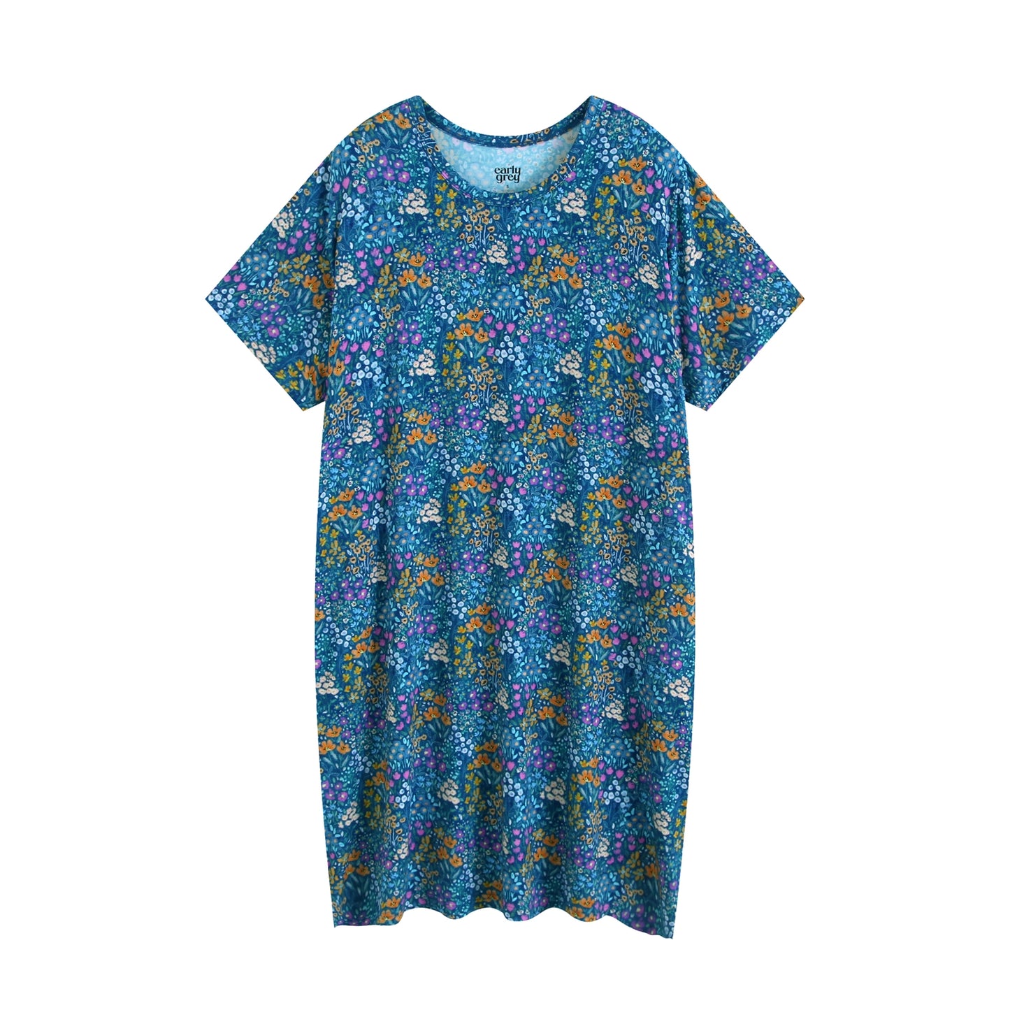 Women's Lounge Dress - Dark Teal Wildflowers