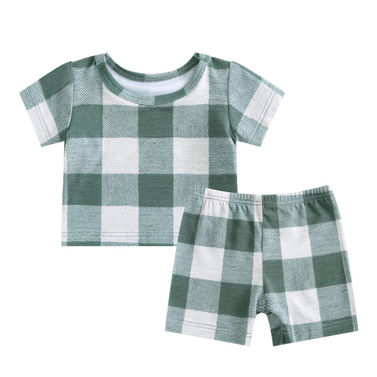 Doll 2-Piece Pjs - Green Gingham