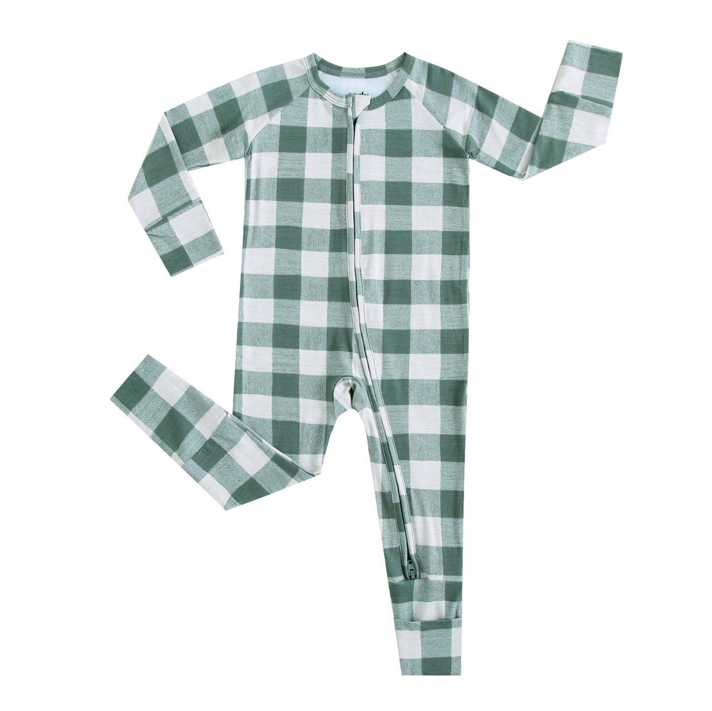 Bamboo Zip Sleeper - Green Gingham