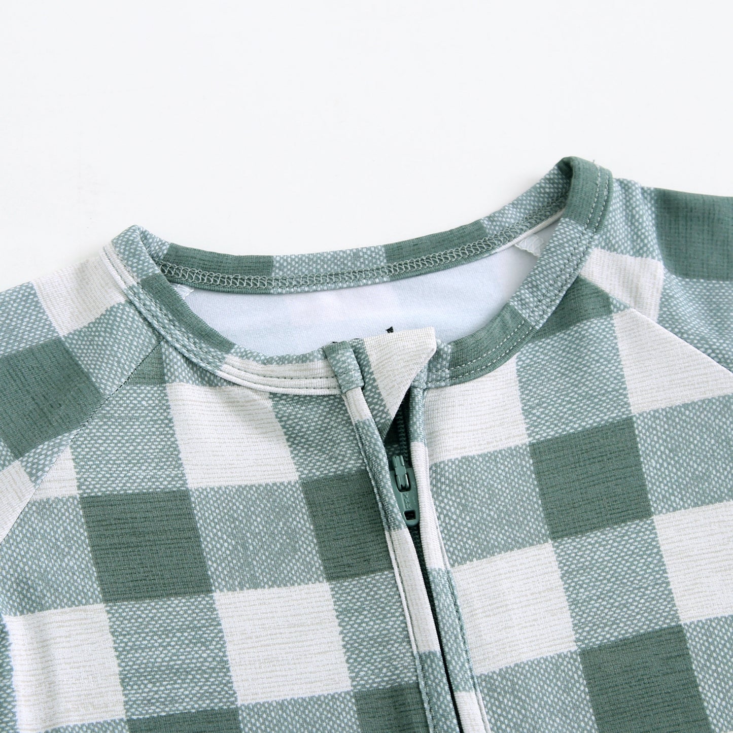 Bamboo Zip Sleeper - Green Gingham
