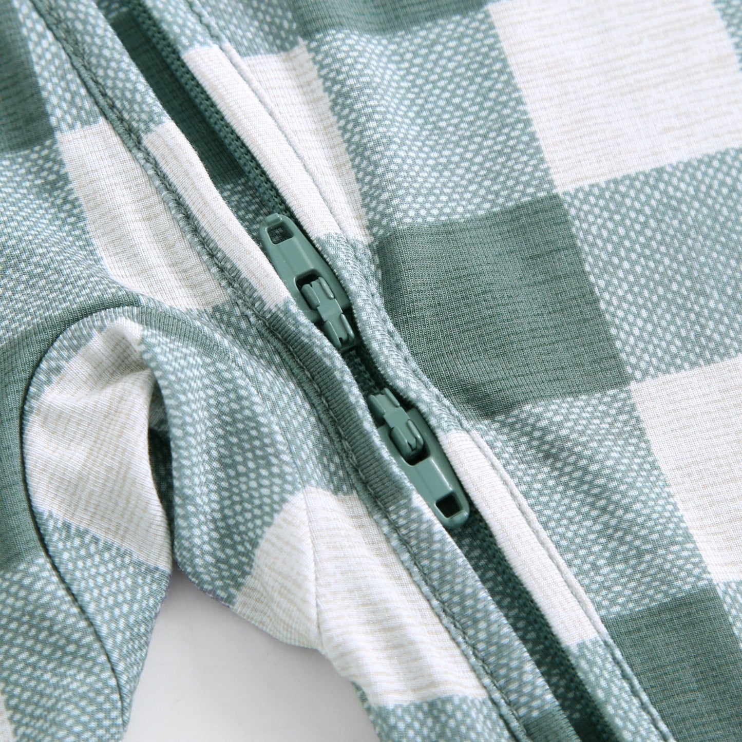 Bamboo Zip Sleeper - Green Gingham