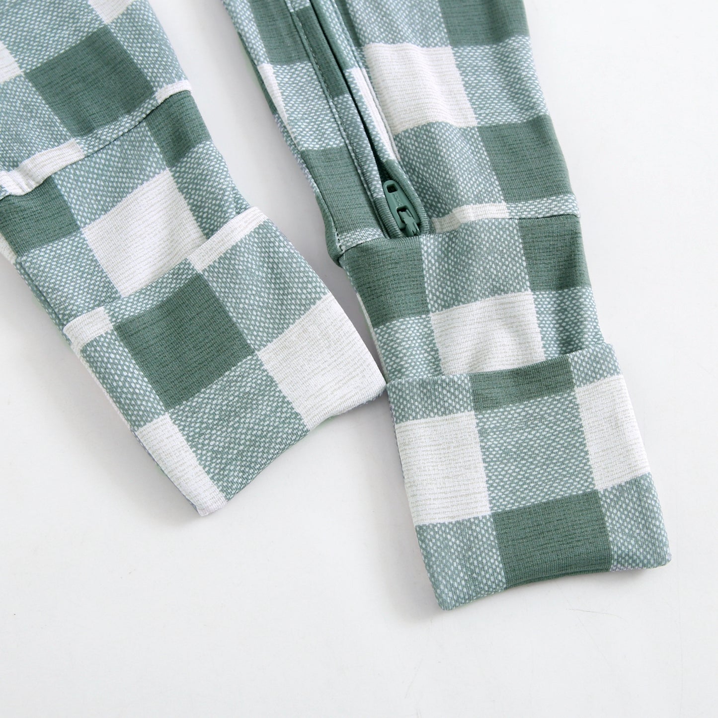 Bamboo Zip Sleeper - Green Gingham