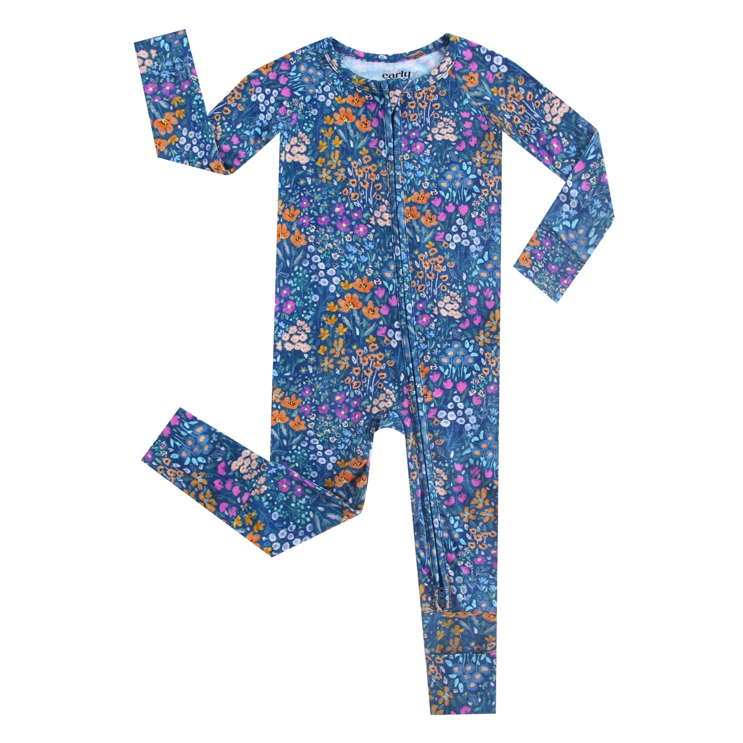 Bamboo Zip Sleeper - Dark Teal Wildflowers