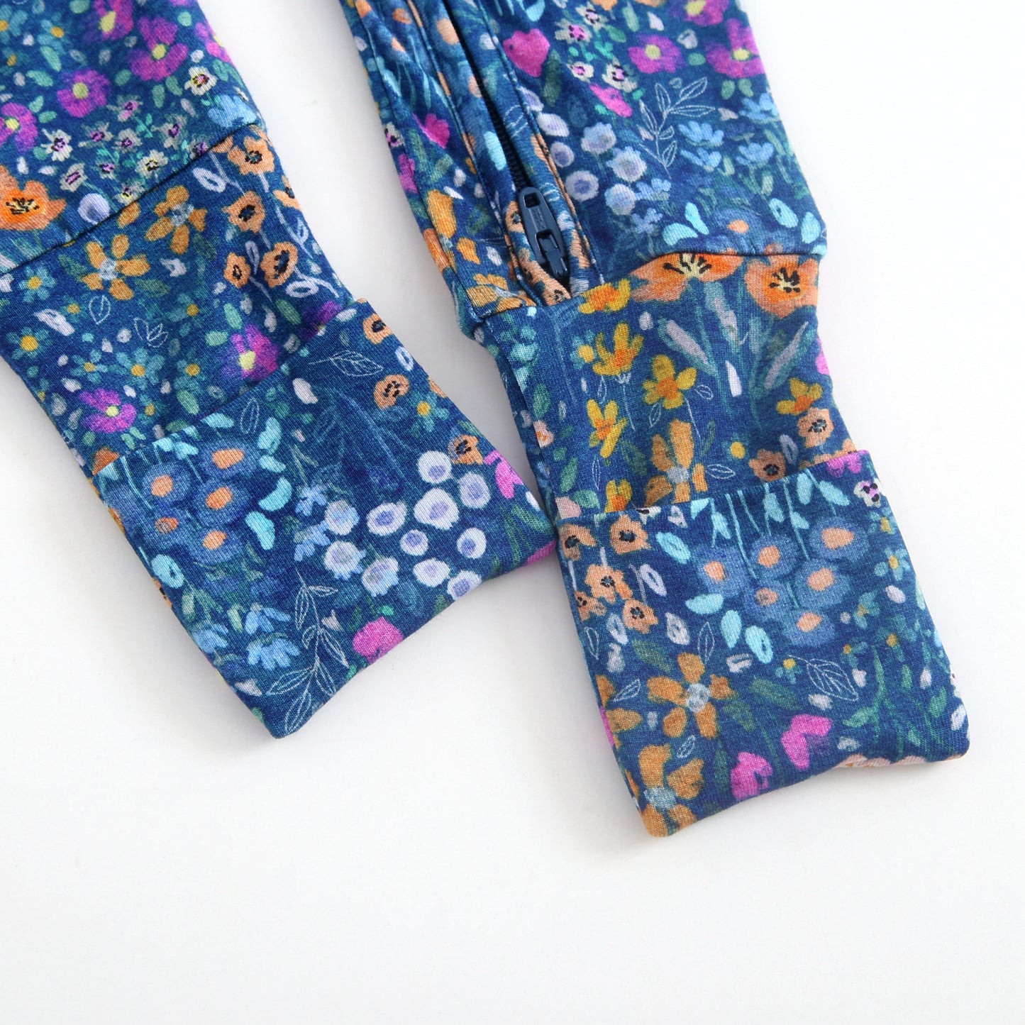 Bamboo Zip Sleeper - Dark Teal Wildflowers
