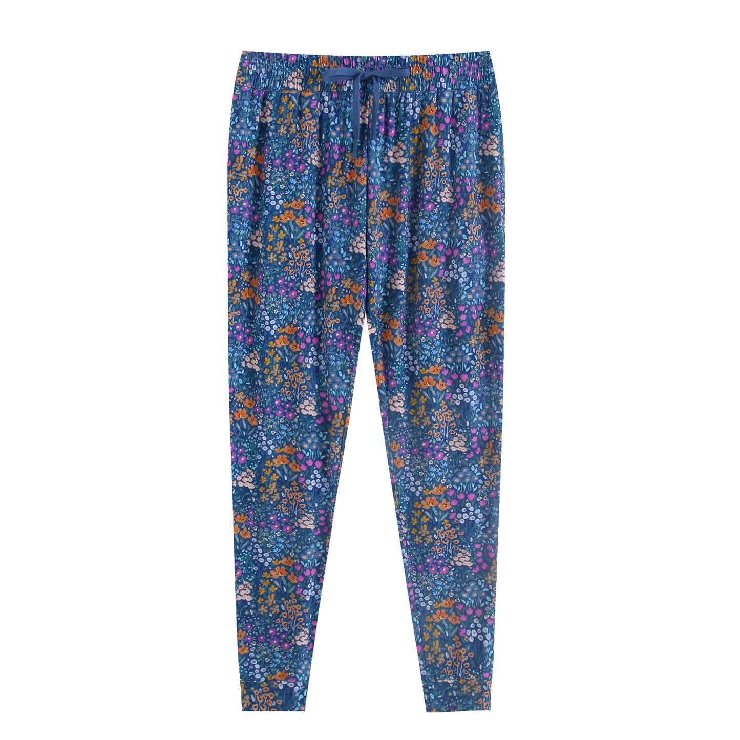 Women's Joggers - Dark Teal Wildflowers