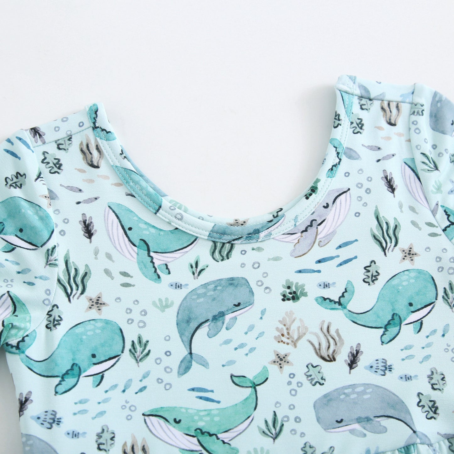 Bamboo Twirl Dress - Whales