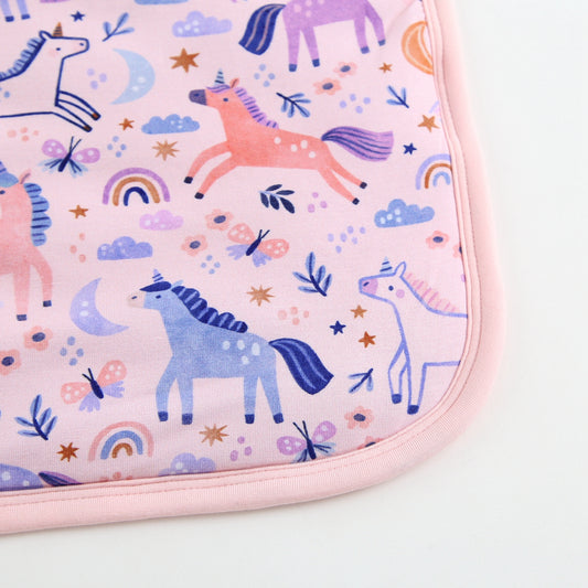 Doll Quilted Bamboo Blanket - 15x19 - Unicorns