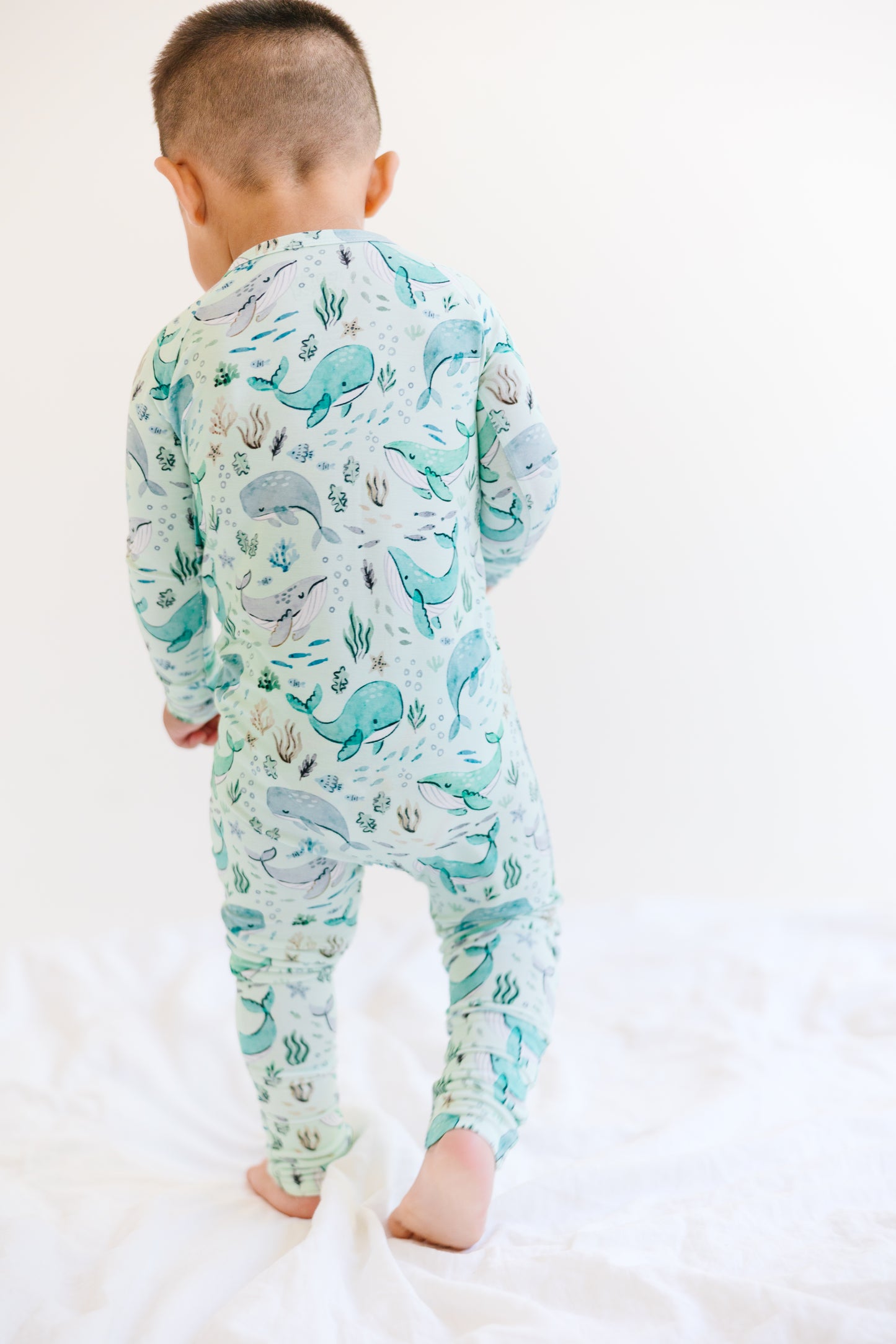 Bamboo Zip Sleeper - Whales