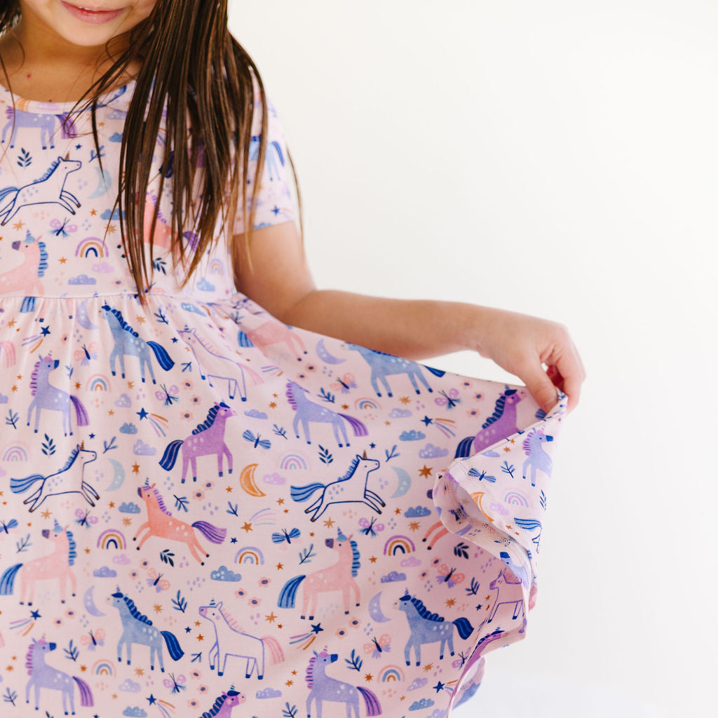 Bamboo Twirl Dress - Unicorns