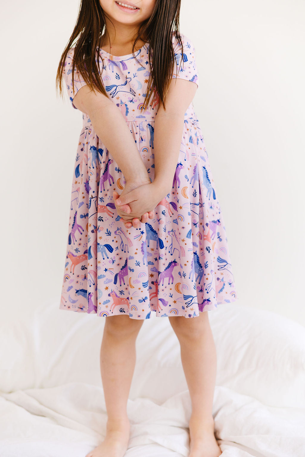 Bamboo Twirl Dress - Unicorns