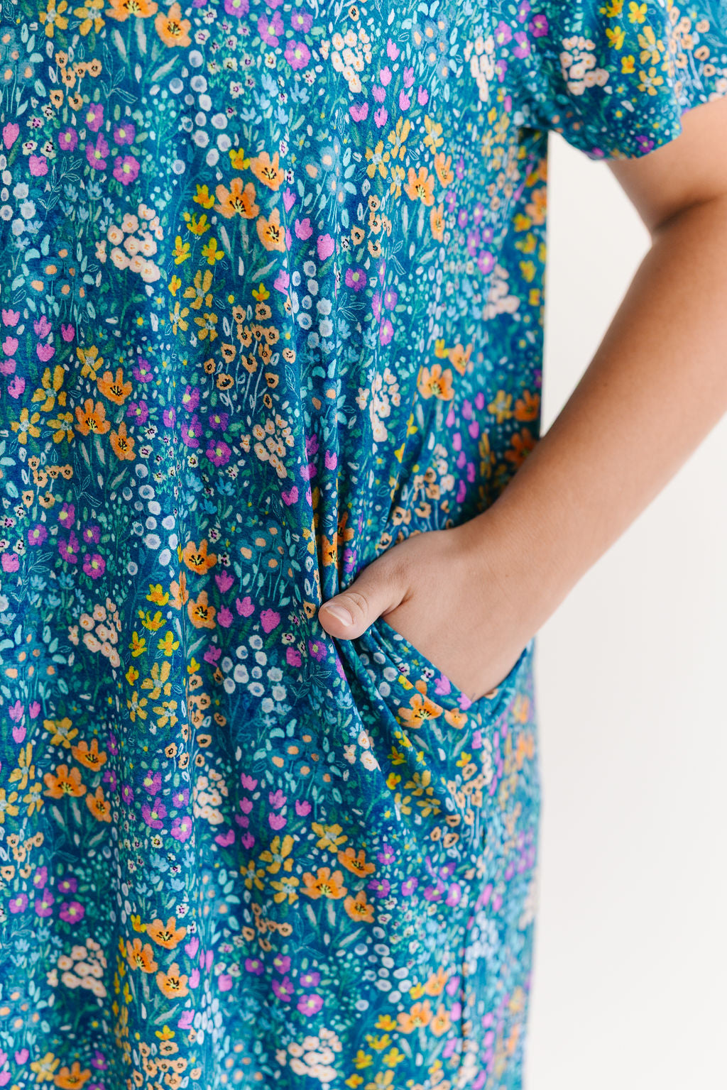 Women's Lounge Dress - Dark Teal Wildflowers